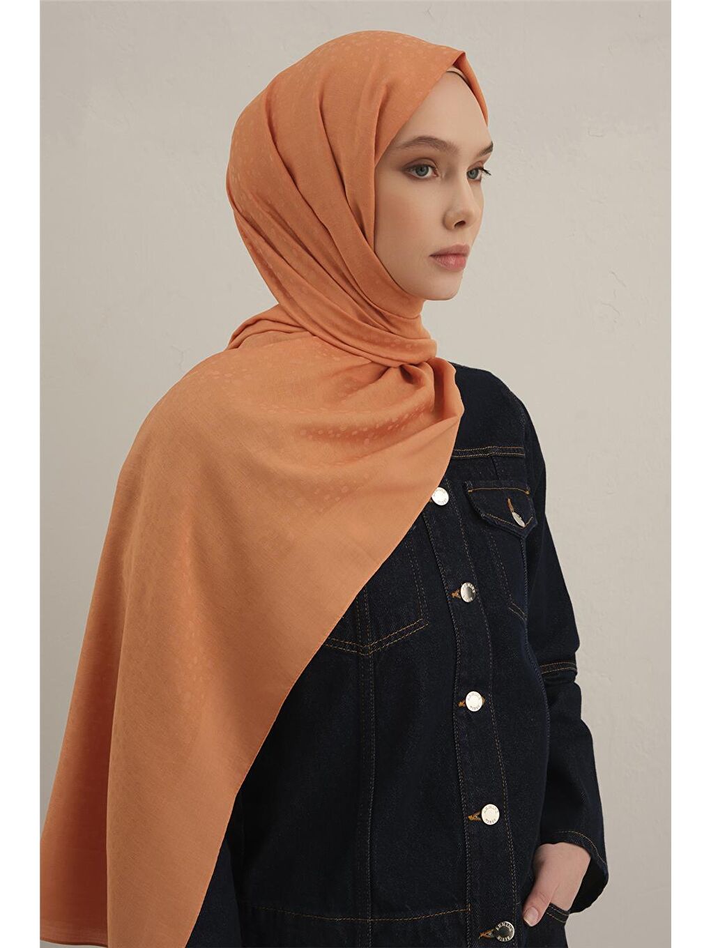 Turuncu Damla Desen Bambu Pamuk Şal 72-3