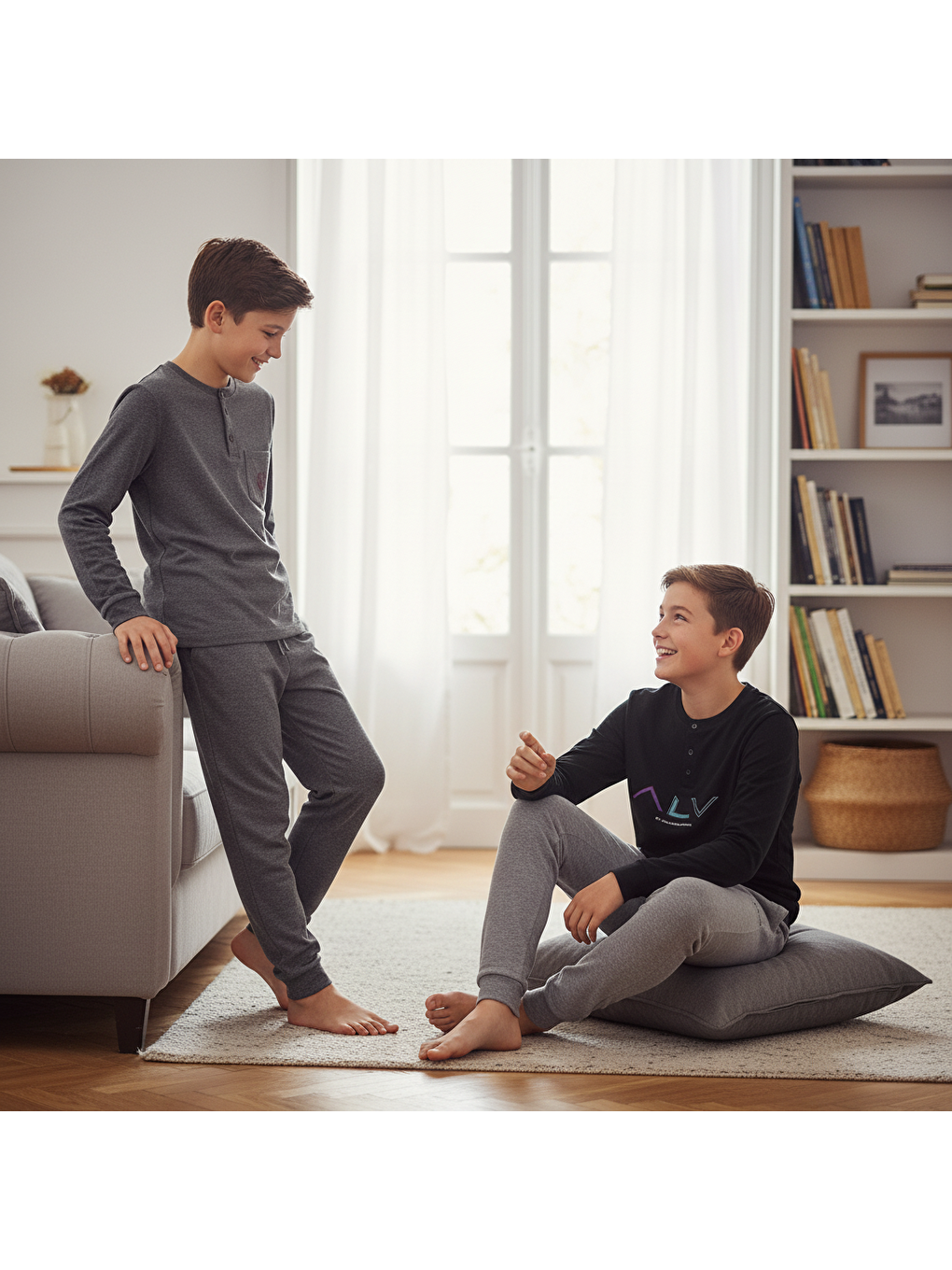 Karışık Genç Erkek Pamuklu 2 Adet 2'Li Pijama Takımı Bb2486-1