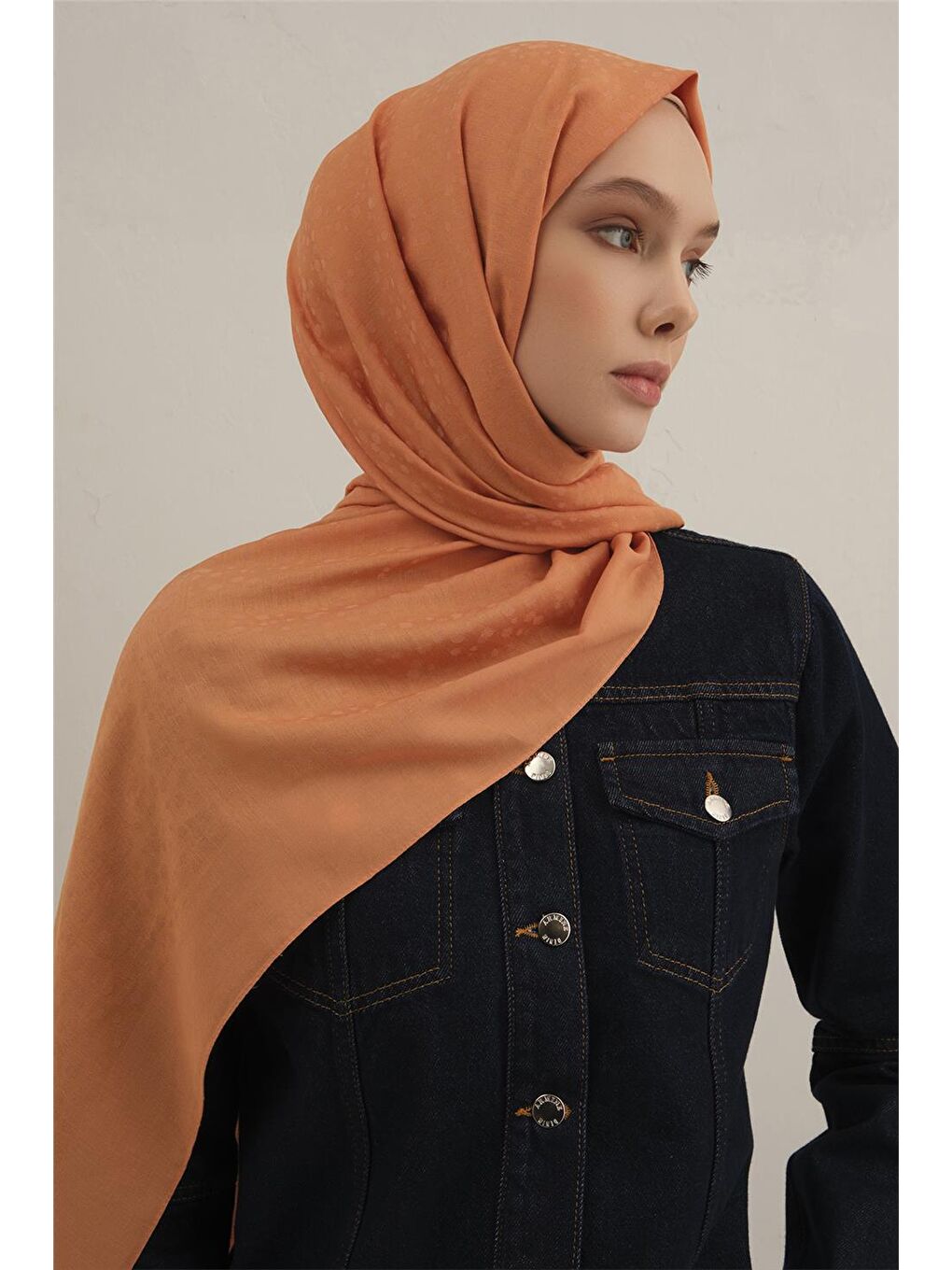 Turuncu Damla Desen Bambu Pamuk Şal 72