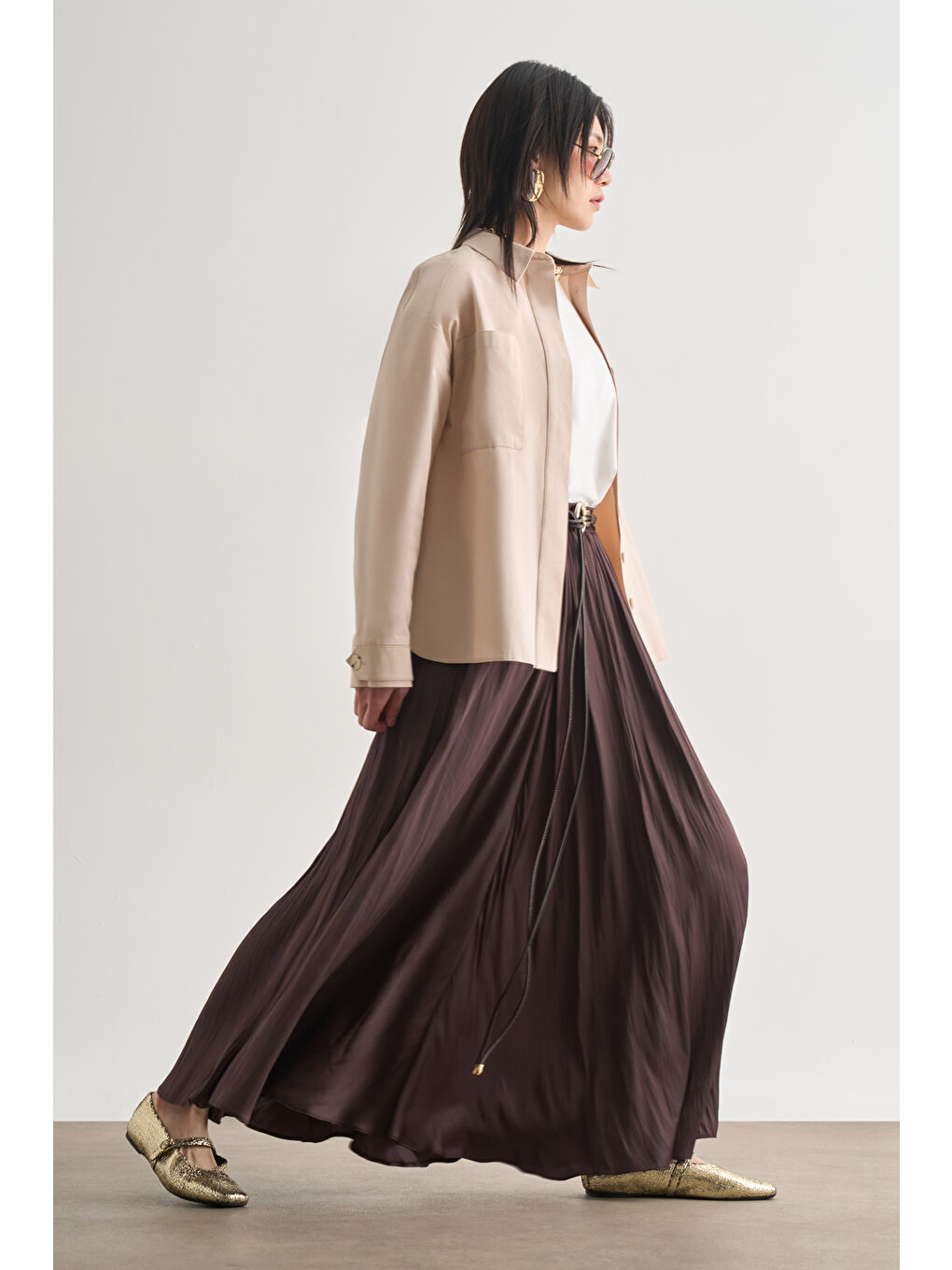 Premium Saf Pamuk Oversize Bej Rengi Ceket Gömlek-1