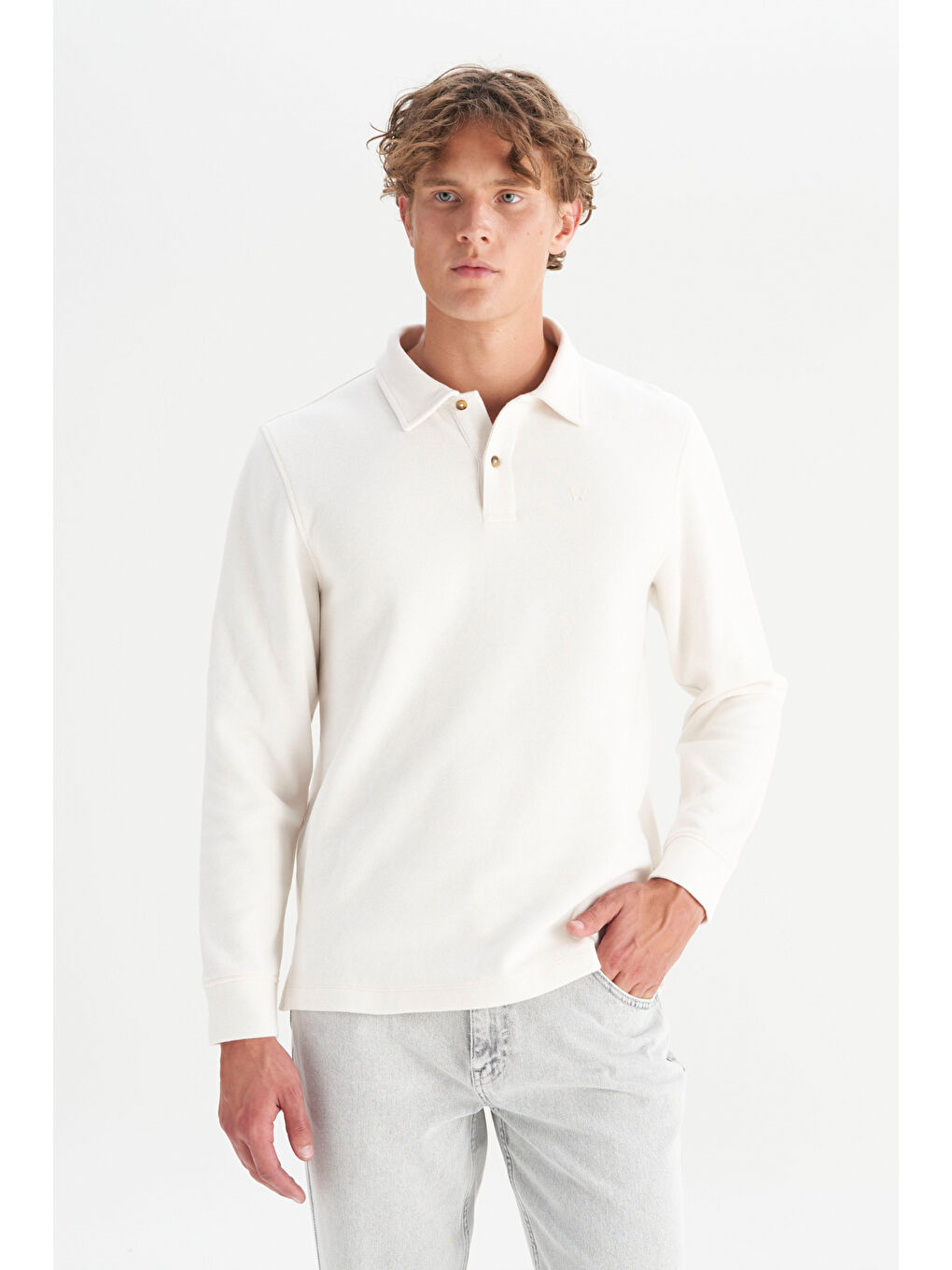 Ekru Pamuklu Regular Fit Rahat Kesim Polo Yaka Tişört