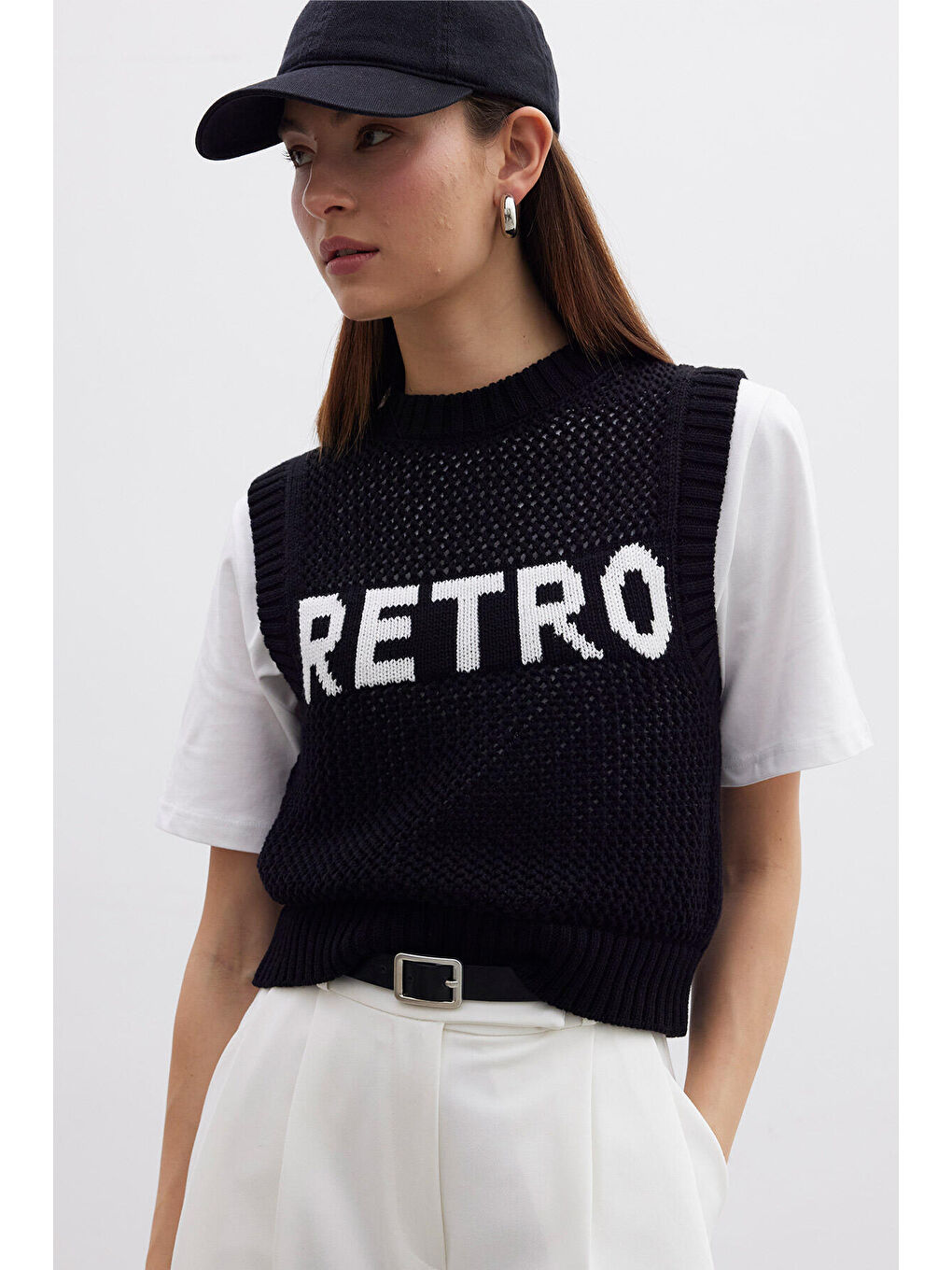 İnce Örgülü Triko Süveter Siyah-6