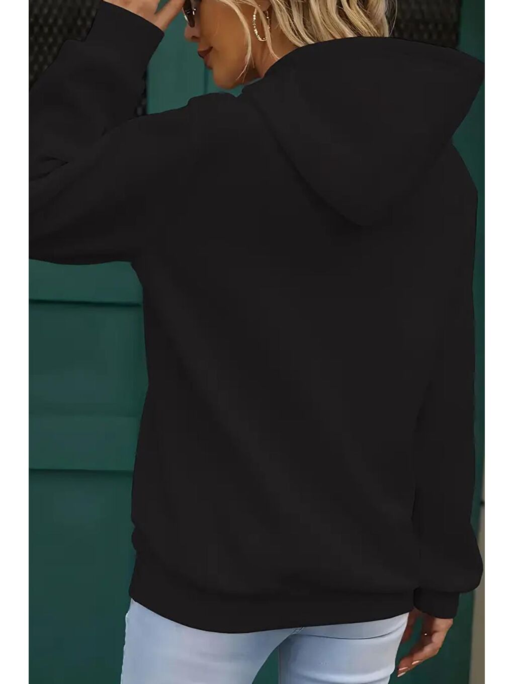 Siyah Be Real Ön Yazı Baskılı İçi Pamuklu Unisex Sweatshirt-4