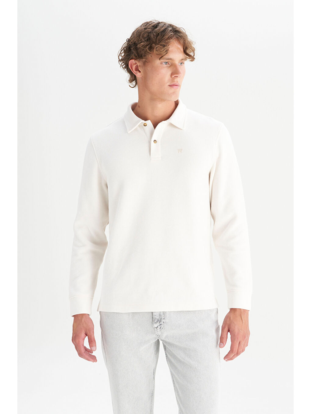 Ekru Pamuklu Regular Fit Rahat Kesim Polo Yaka Tişört-2