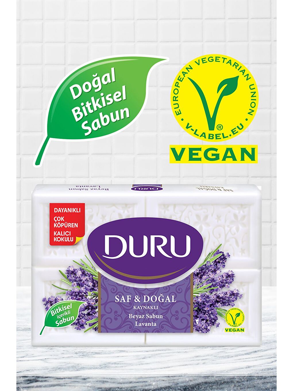 Duru Beyaz Saf & Doğal Kaynaklı Lavanta 16 Adet Beyaz Kalıp Sabun 4x600gr - 1