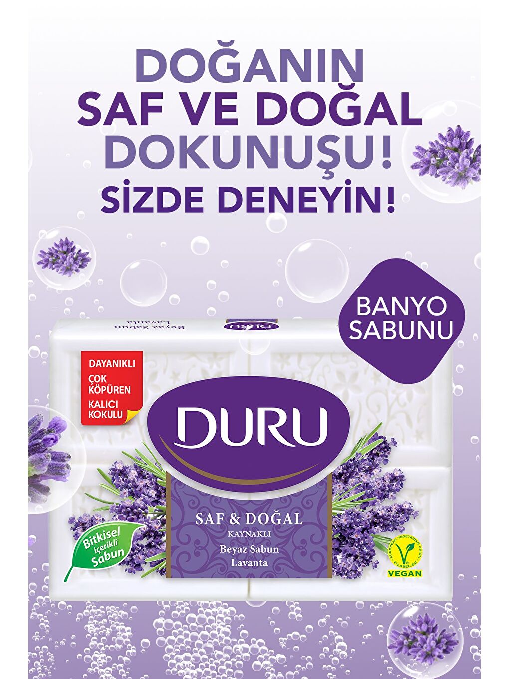 Duru Beyaz Saf & Doğal Kaynaklı Lavanta 16 Adet Beyaz Kalıp Sabun 4x600gr - 3