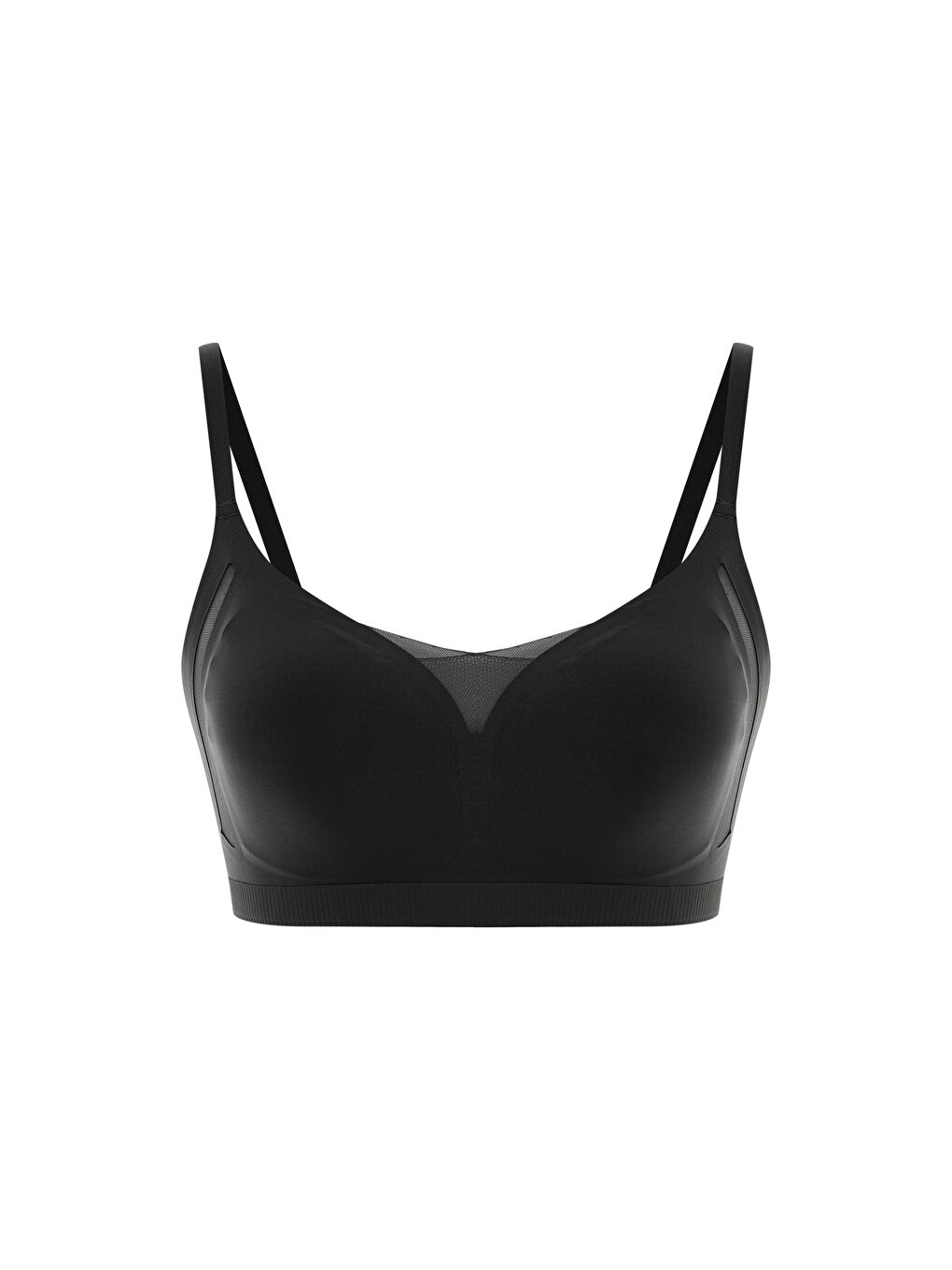 Siyah Kadın Dikişsiz Lazer Kesim Tül Detaylı Çıkarılabilir Pedli Balensiz Konfor Sütyen