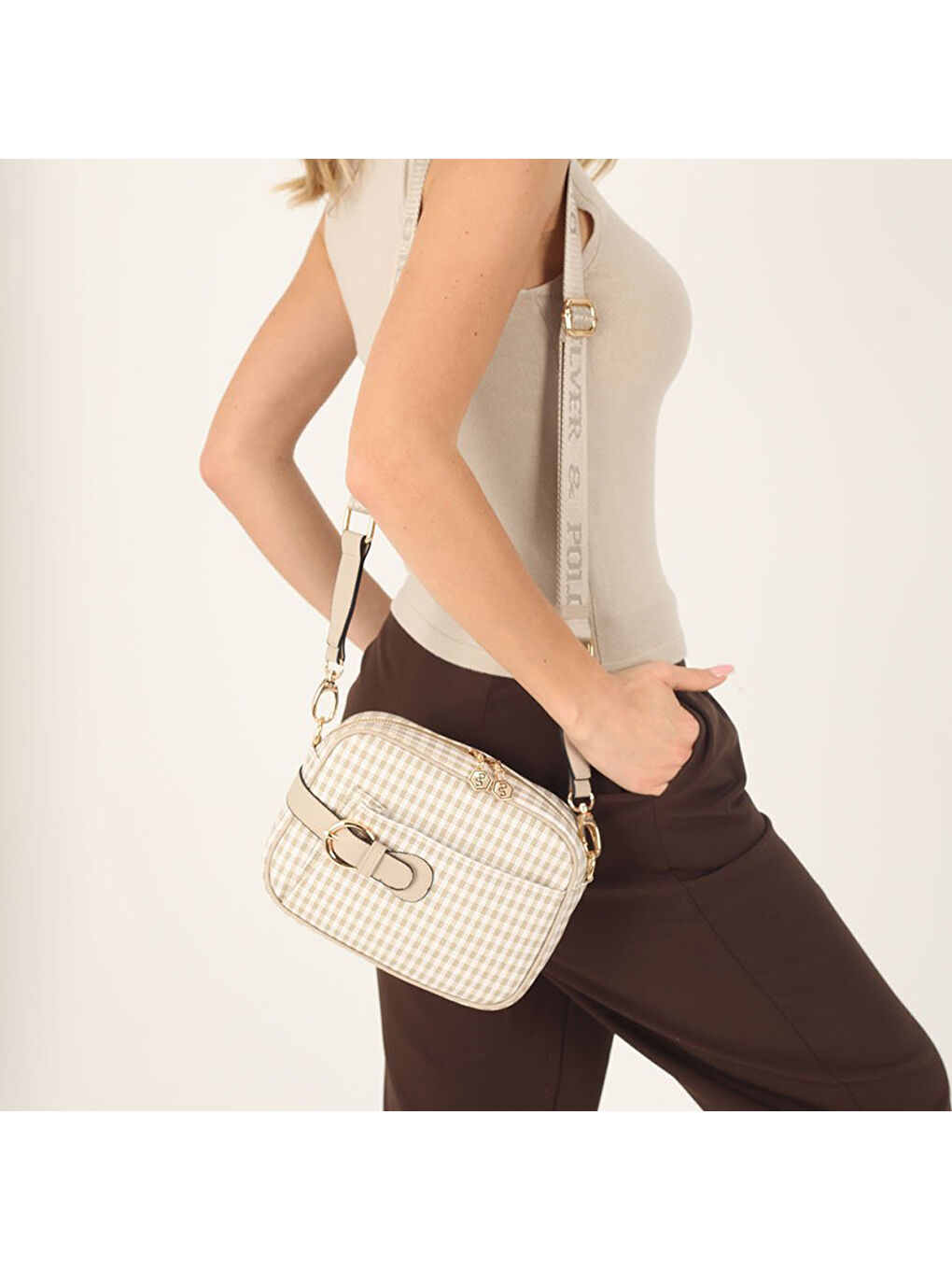 Kadın SP1256-M191 SILVER POLO Çapraz Çanta Kum Beji-Kum Beji-2