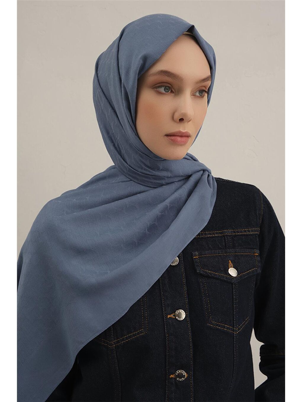 Mavi Link Desen Bambu Pamuk Şal 26-3