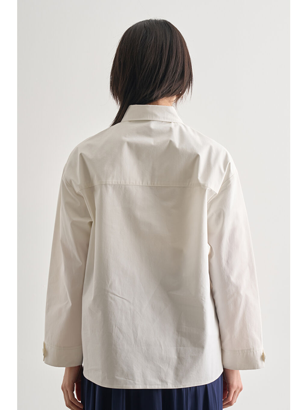 Premium Saf Pamuk Oversize Ekru Ceket Gömlek-4
