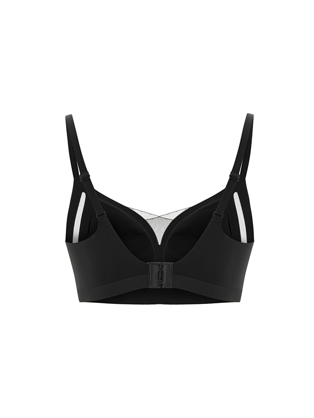 Siyah Kadın Dikişsiz Lazer Kesim Tül Detaylı Çıkarılabilir Pedli Balensiz Konfor Sütyen-1
