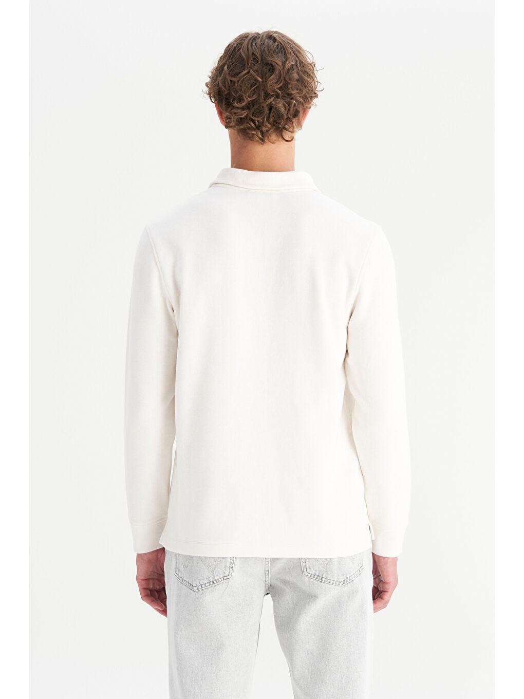 Ekru Pamuklu Regular Fit Rahat Kesim Polo Yaka Tişört-4