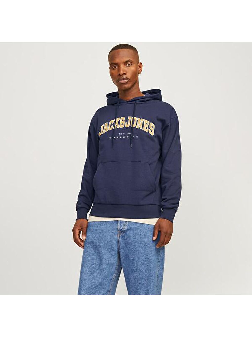 Jack&Jones Caleb Varsity Erkek Lacivert Kapüşonlu Sweatshirt