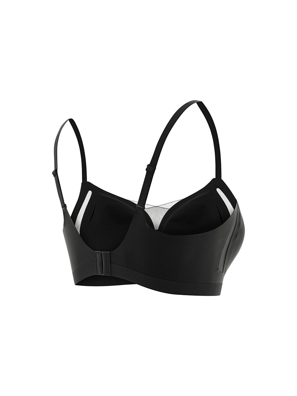 Siyah Kadın Dikişsiz Lazer Kesim Tül Detaylı Çıkarılabilir Pedli Balensiz Konfor Sütyen-2