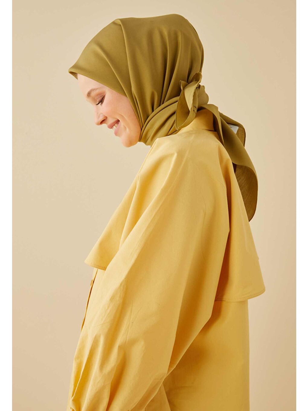 Pamuk İpek Eşarp Zeytin Yeşili-2