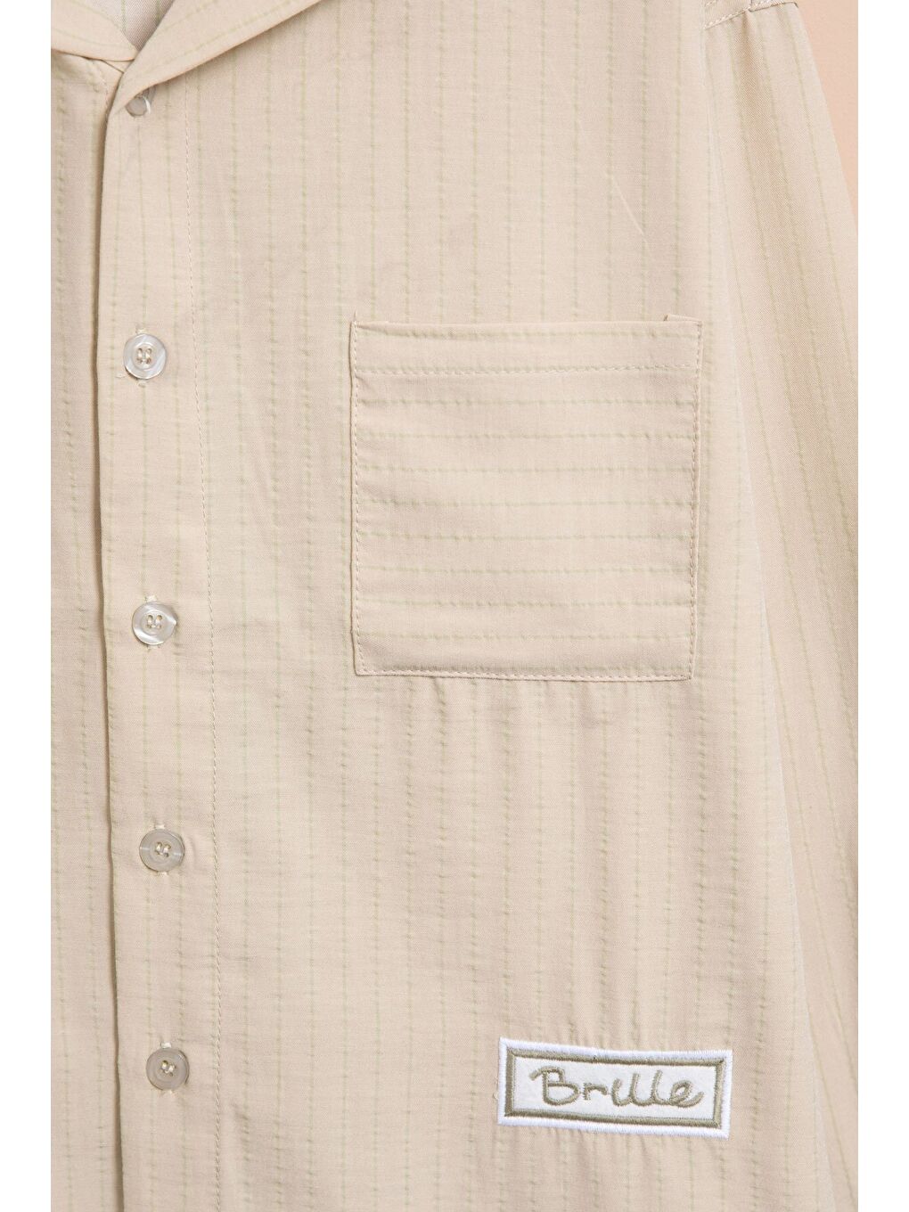 Ekru Krem Çizgili Gömlekli Paraşüt Pantolonlu Erkek Çocuk 2li Takım 23262-2