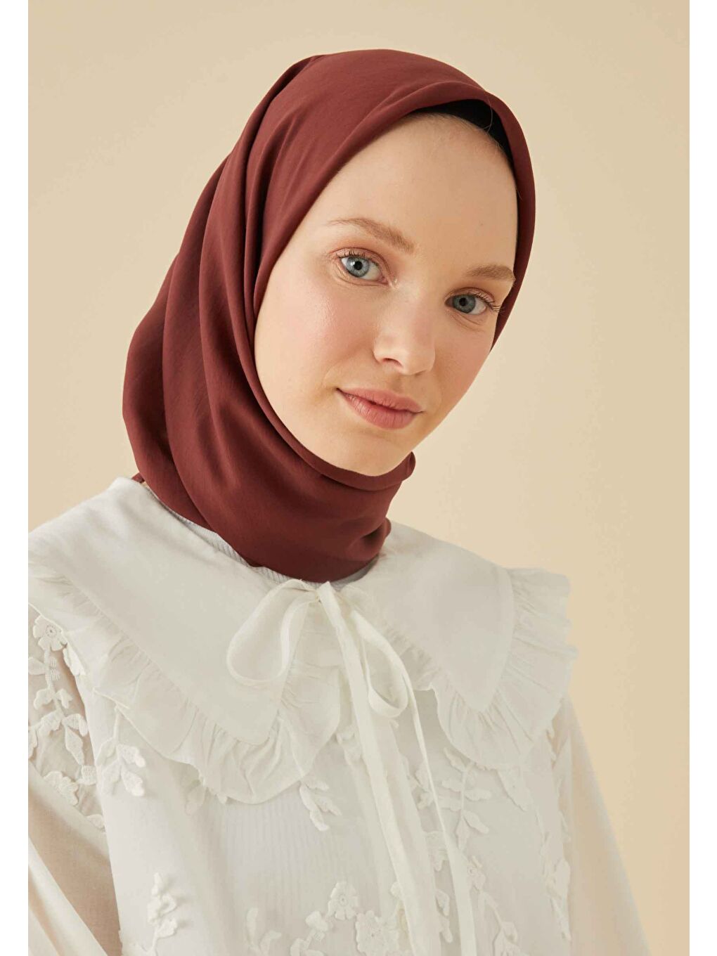 Pamuk İpek Eşarp Koyu Bordo-2