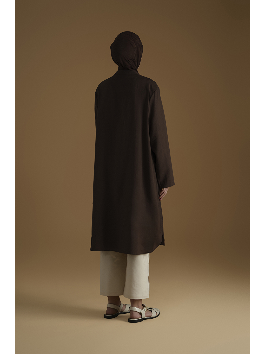 Kahverengi Kupra Tunik Elbise Acı Kahve-3