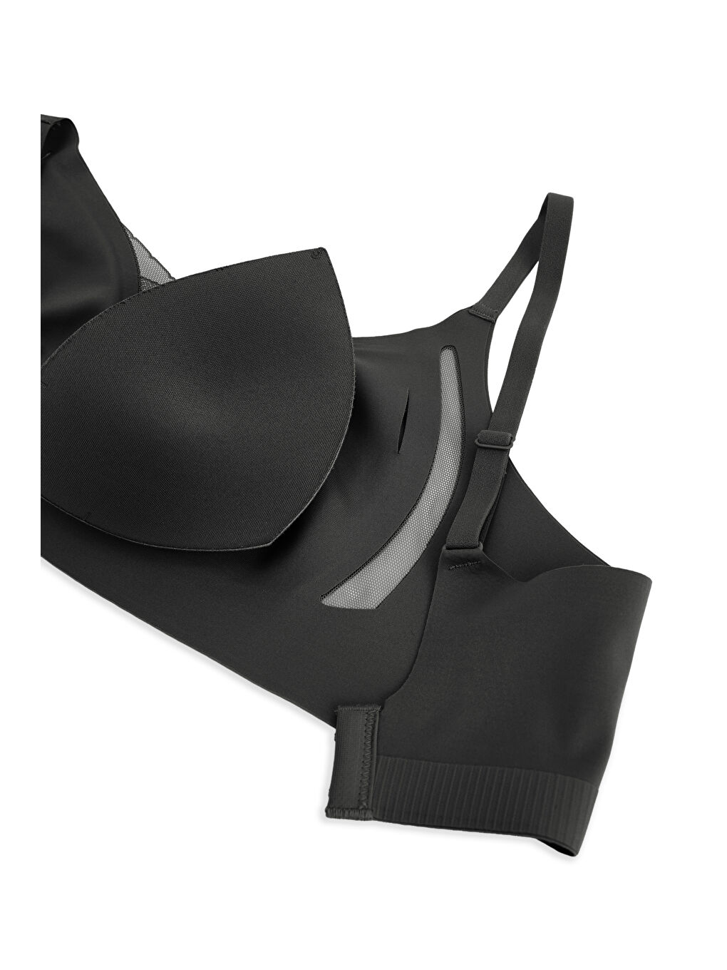 Siyah Kadın Dikişsiz Lazer Kesim Tül Detaylı Çıkarılabilir Pedli Balensiz Konfor Sütyen-3