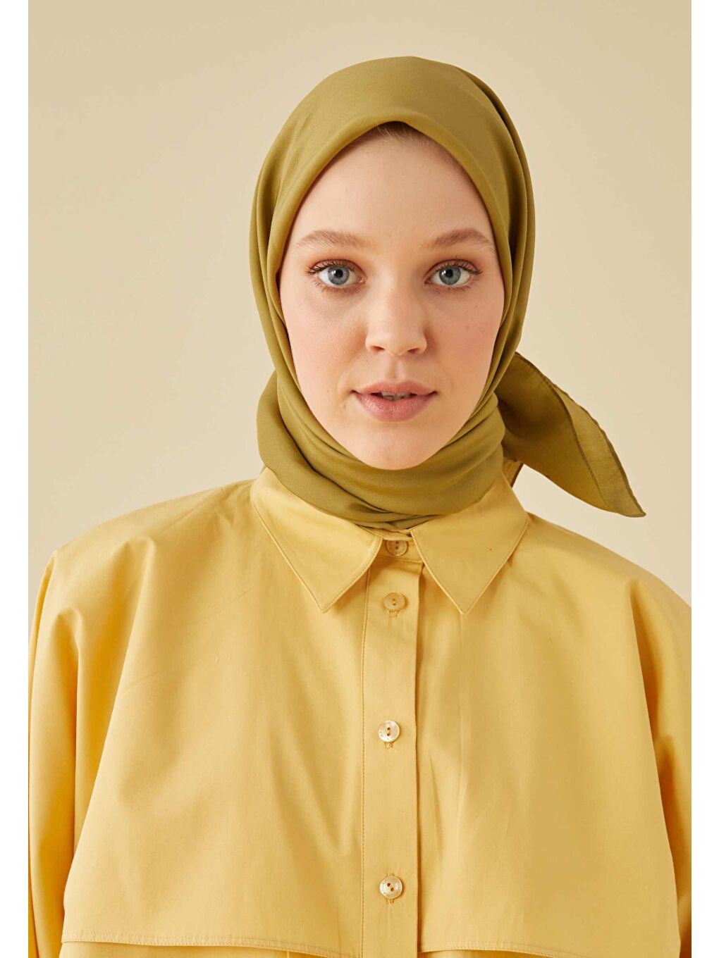 Pamuk İpek Eşarp Zeytin Yeşili-3