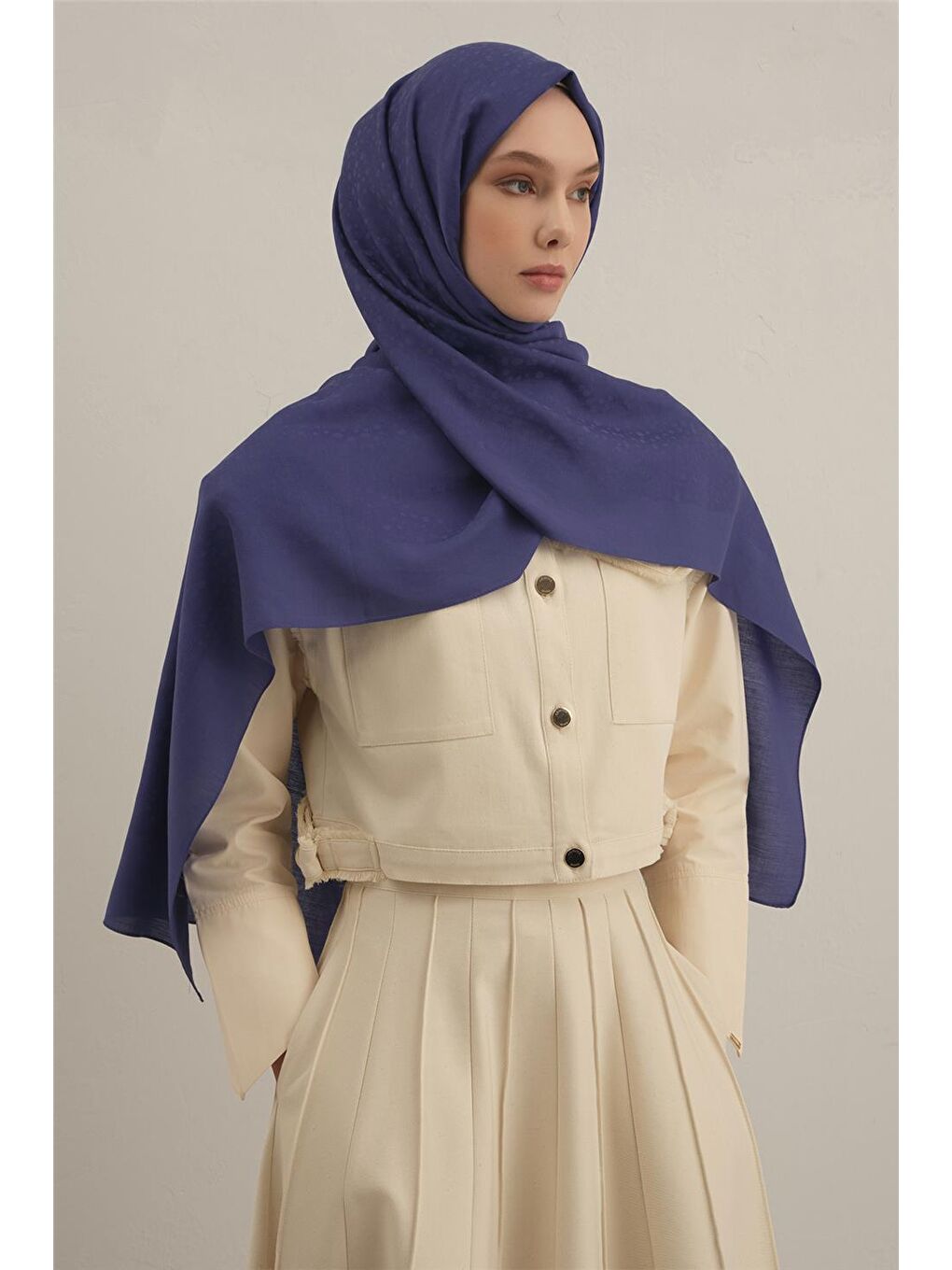 Mavi Damla Desen Bambu Pamuk Şal 28-1