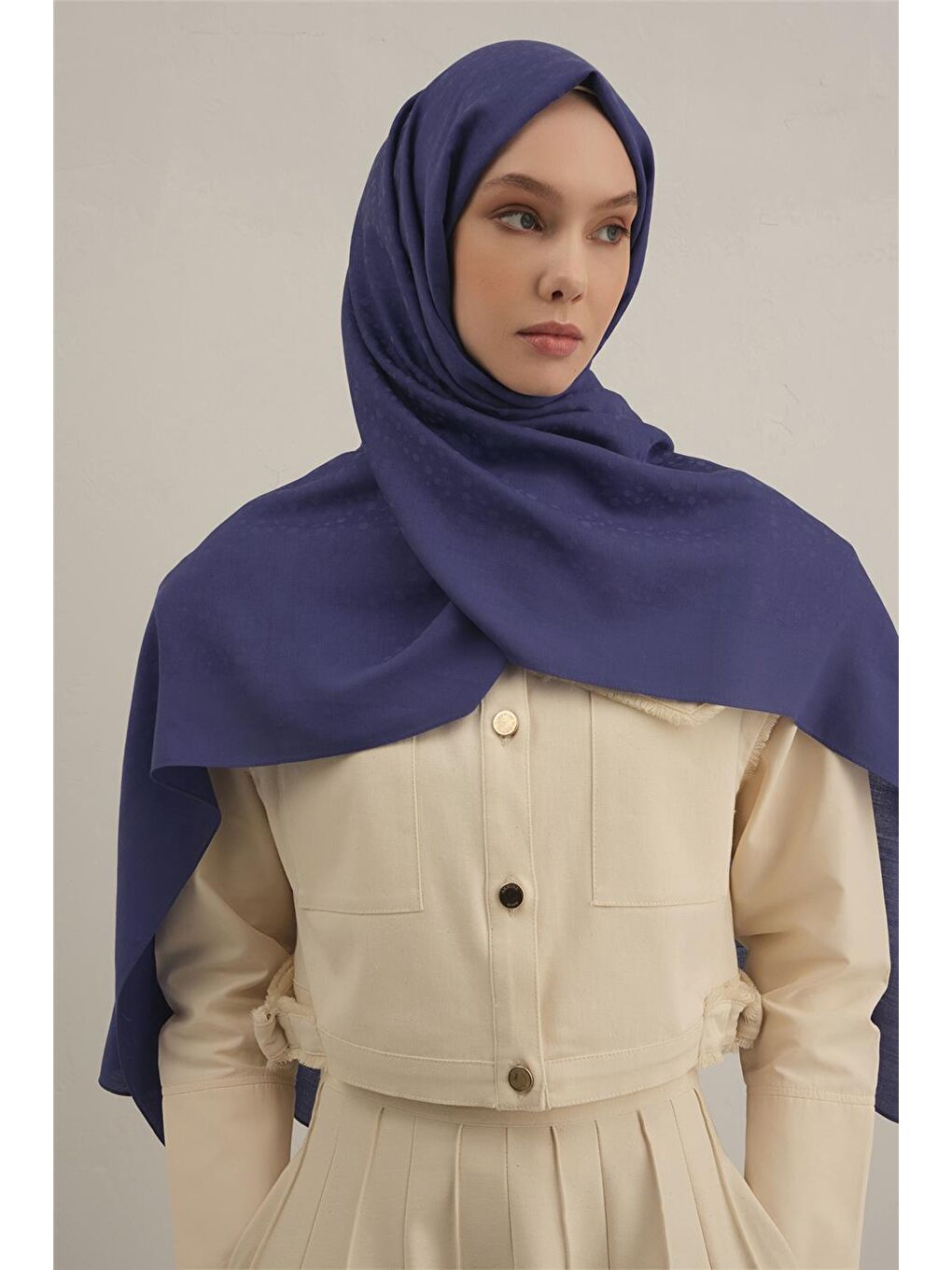 Mavi Damla Desen Bambu Pamuk Şal 28-2