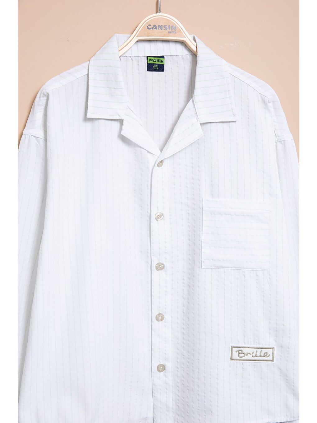 Beyaz Çizgili Gömlekli Paraşüt Pantolonlu Erkek Çocuk 2li Takım 23261-1