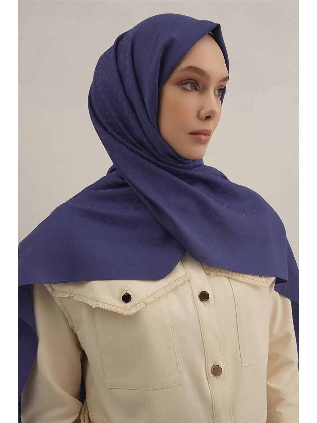 Mavi Damla Desen Bambu Pamuk Şal 28-3