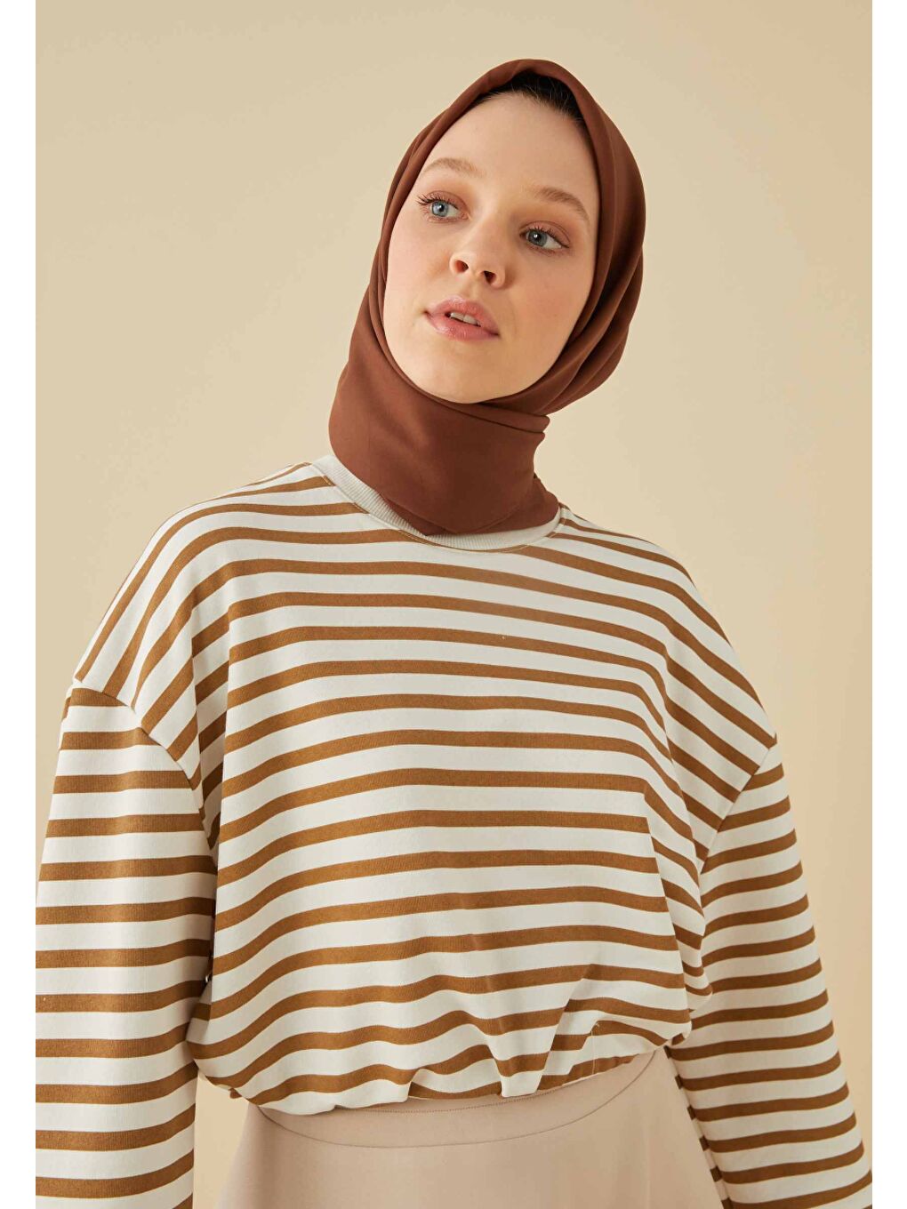 Kahverengi Pamuk İpek Eşarp Çikolata Kahve-1