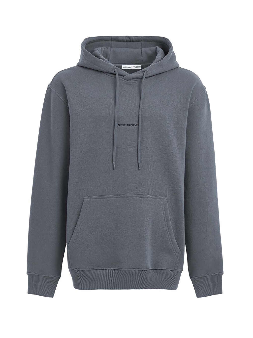 Epıc Erkek Organik Pamuklu Yumuşacık Nakış Detaylı Kapüşonlu Kordonlu Regular Açık Gri Sweatshirt-6