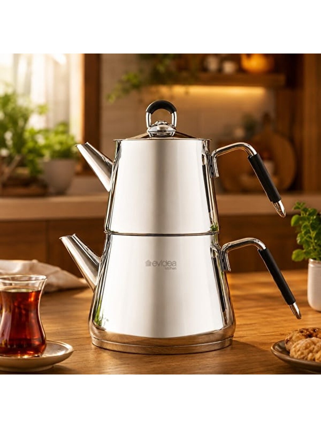 Kitchen Arven Çaydanlık - Gri - 2,5 Lt + 1,25 Lt-3