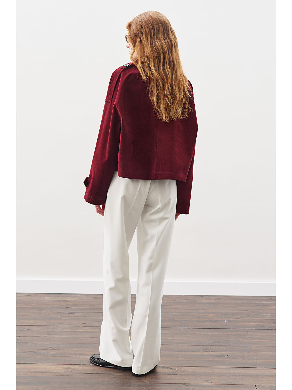 Süet Trenç Ceket Bordo-7