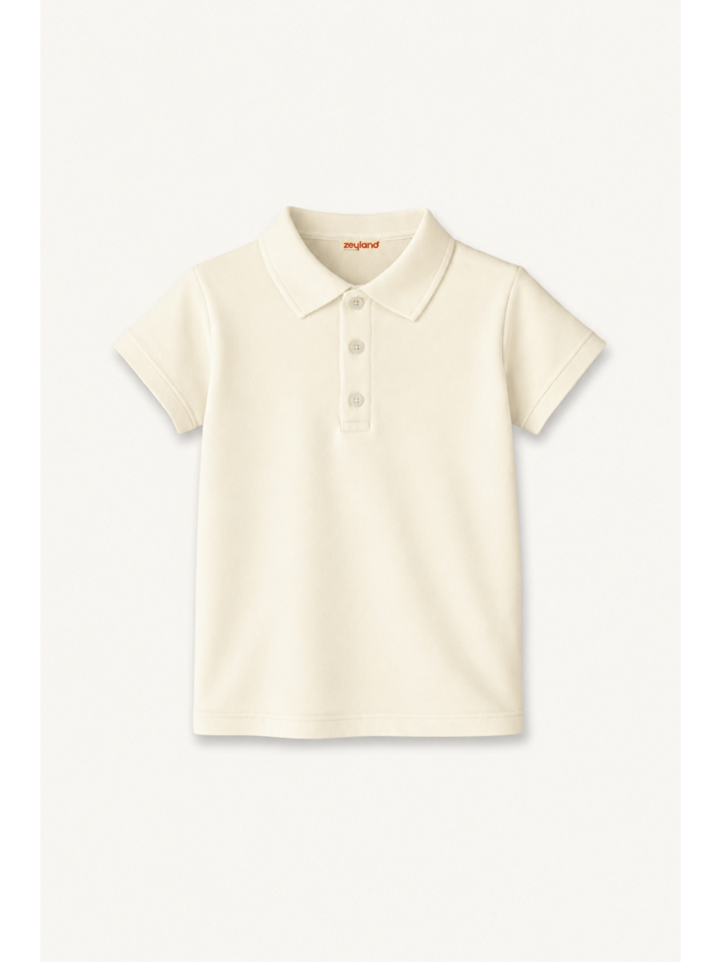 Kız Erkek  Çocuk Kısa Kollu Polo Yaka Tshirt  - Ekru