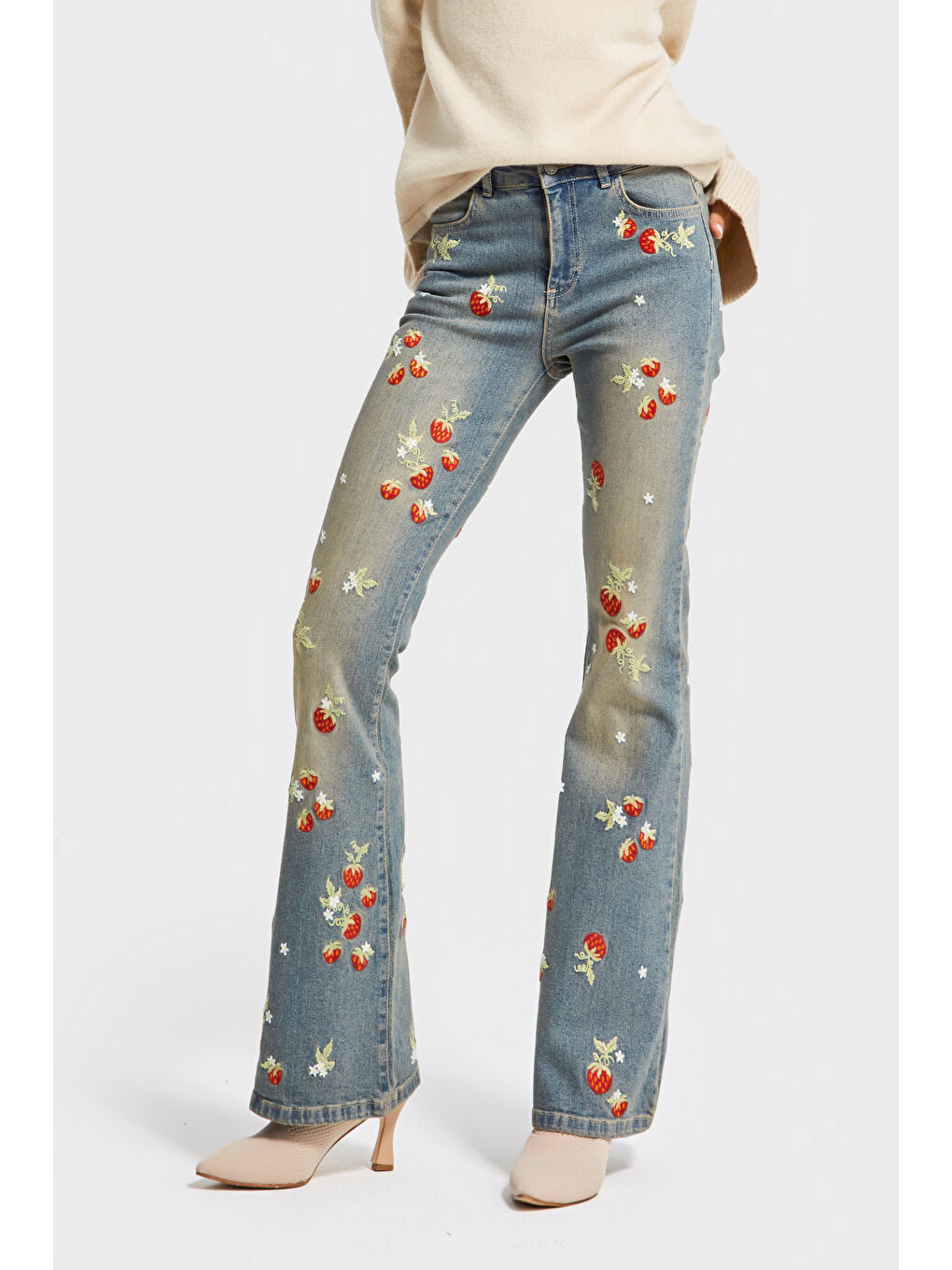 Mavi Kadın T.Kot Rengi 2w5-32 Flare Fit Elastanlı Kumaş Çiçek Nakış Desenli Özel Tasarım Denim Jean-4