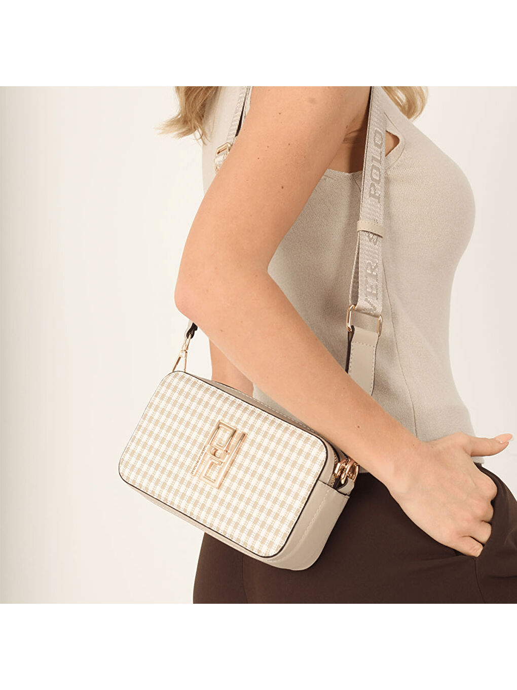 Kadın SP1078-M191 SILVER POLO Çapraz Çanta Kum Beji-Kum-4