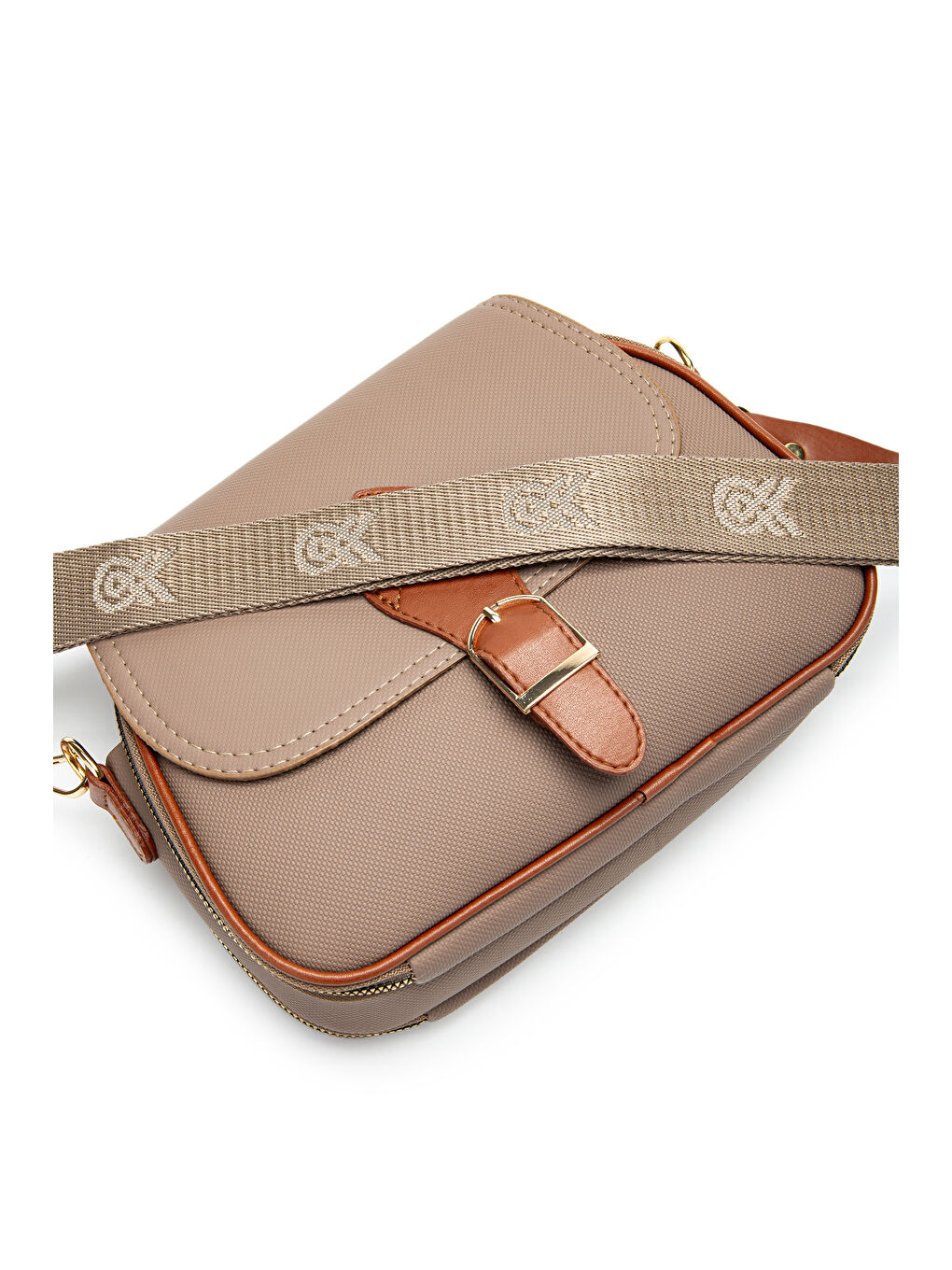 Kahverengi Çok Gözlü Suni Deri Kadın Çapraz Çanta Dave Koyu Vizon-5