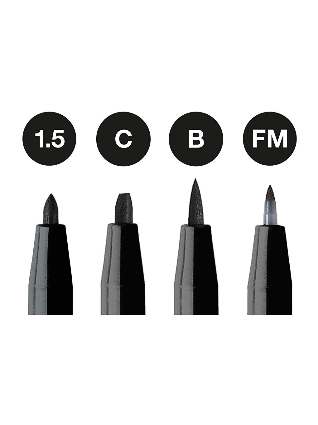 Pitt Artist Pen Çizim Kalemi Seti, 4’lü (1,5, C, B, FM Uç),Suya ve Solmaya Dayanıklı,Kalıcı Mürekkep-1