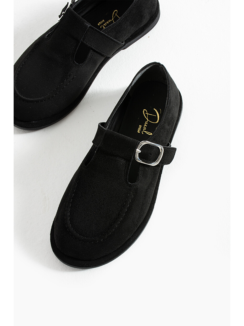 Siyah Arabella Kadın Süet Toka Detaylı Günlük Loafer Ayakkabı-6