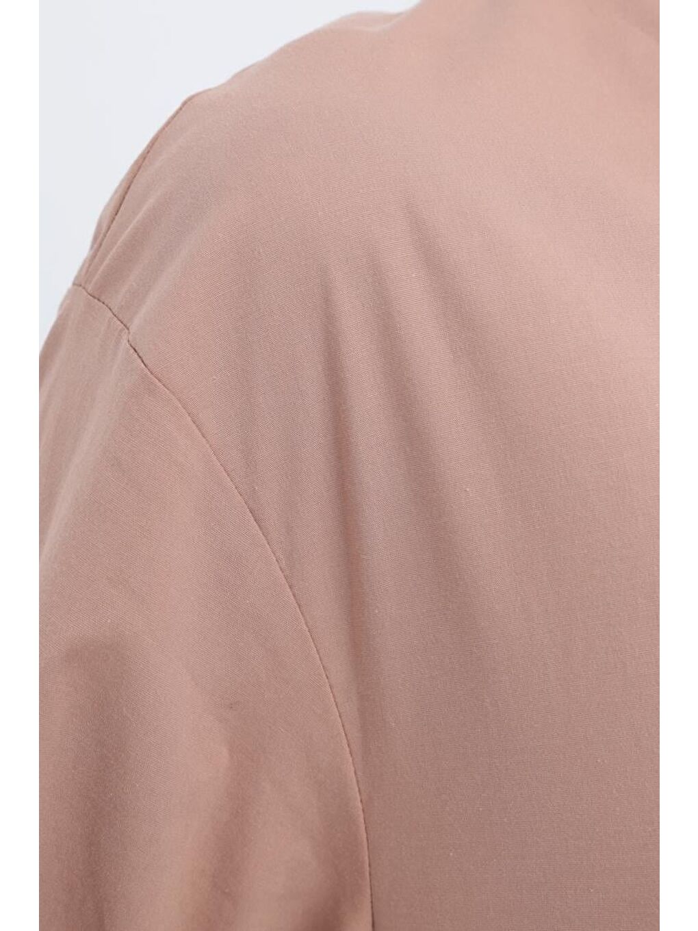 Bej Vizon-Kolu Büzgülü Poplin Gömlek-4