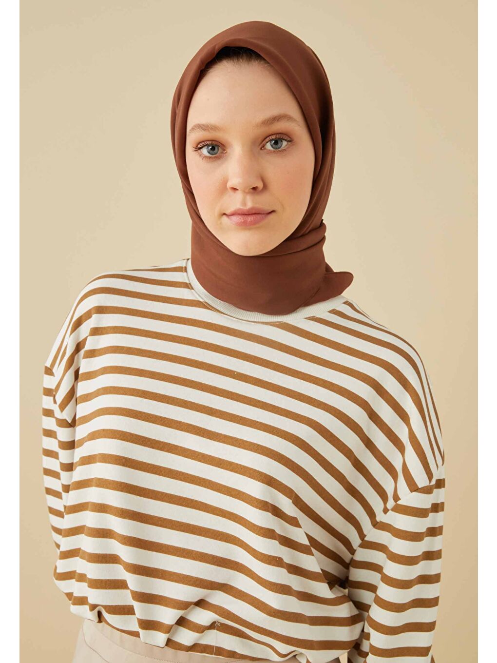 Kahverengi Pamuk İpek Eşarp Çikolata Kahve-3