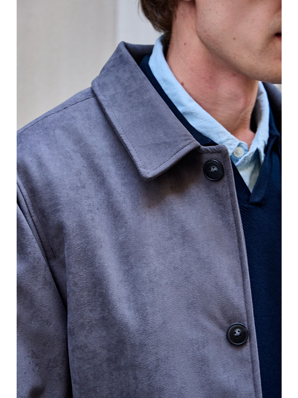 Erkek Süet Kapitoneli Mont Ceket Antrasit-6