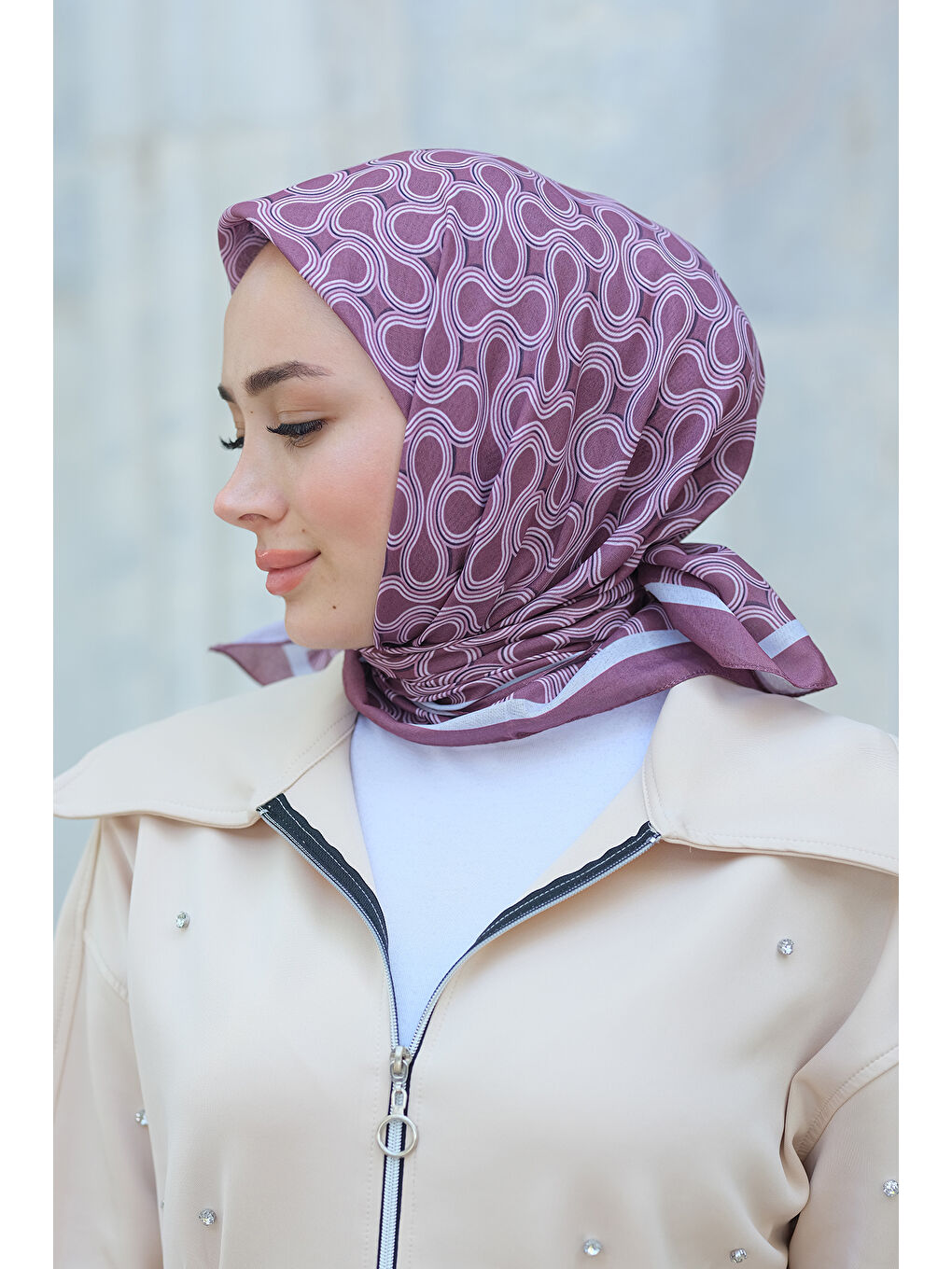 Locco Moda Desenli Soft Eşarp Bordo - 2