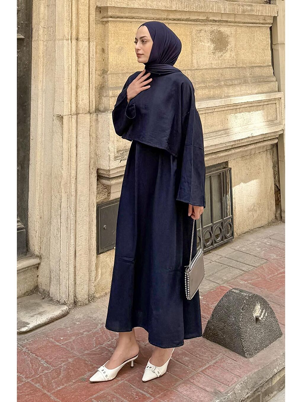 Etekli Tesettür Takım Lacivert-1