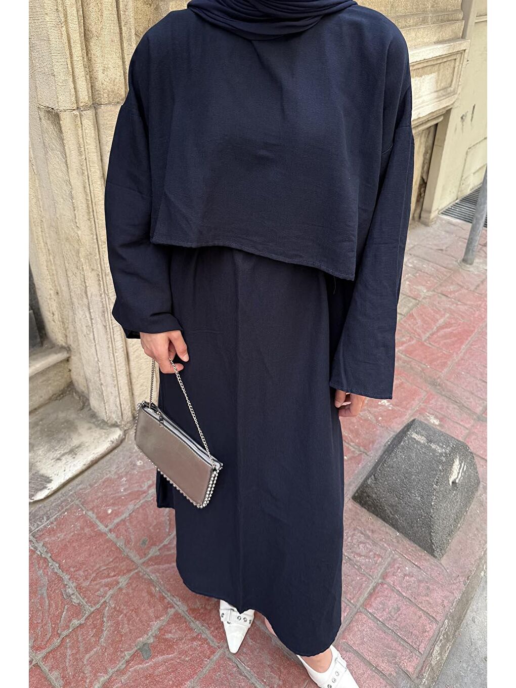 Etekli Tesettür Takım Lacivert-2