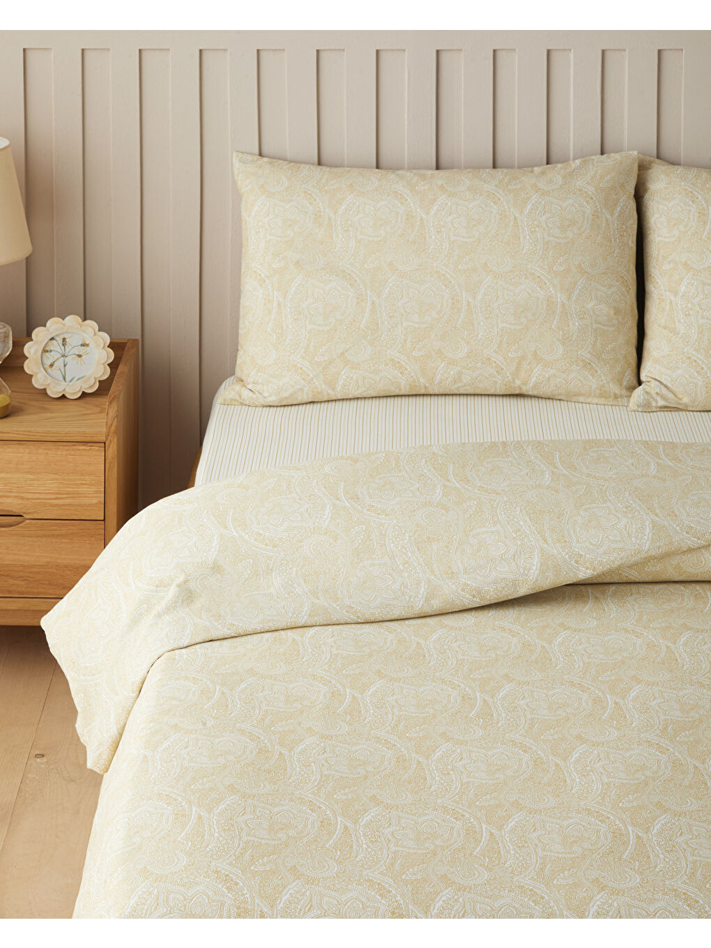 Sarı Bohemian Kolay Ütülenir Çift Kişilik Nevresim Takımı 200x220 cm Hardal-1