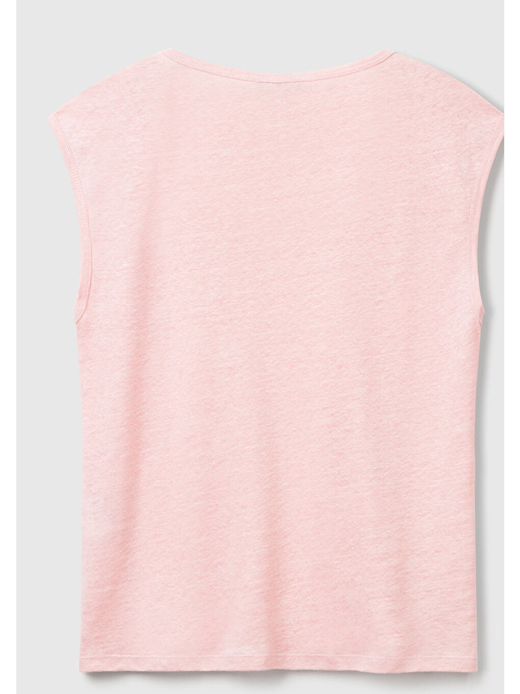 Kadın Pembe %100 Keten Yanları Yırtmaçlı Relax Fit Yuvarlak Yaka T-Shirt-3