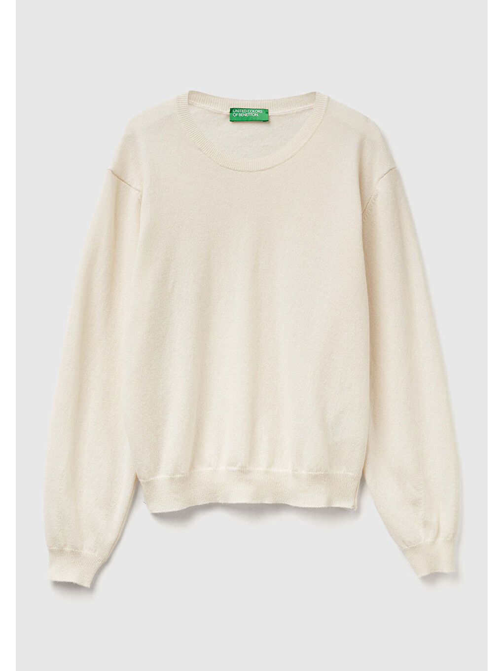 Ekru Kadın Krem %100 Merino Ribana Detaylı Bisiklet Yaka Kazak-1