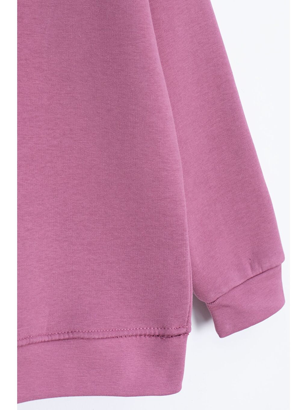 Pembe Gül Kurusu Kalp Nakışlı Bisiklet Yaka Kız Çocuk Şardonlu Sweatshirt 23254-3