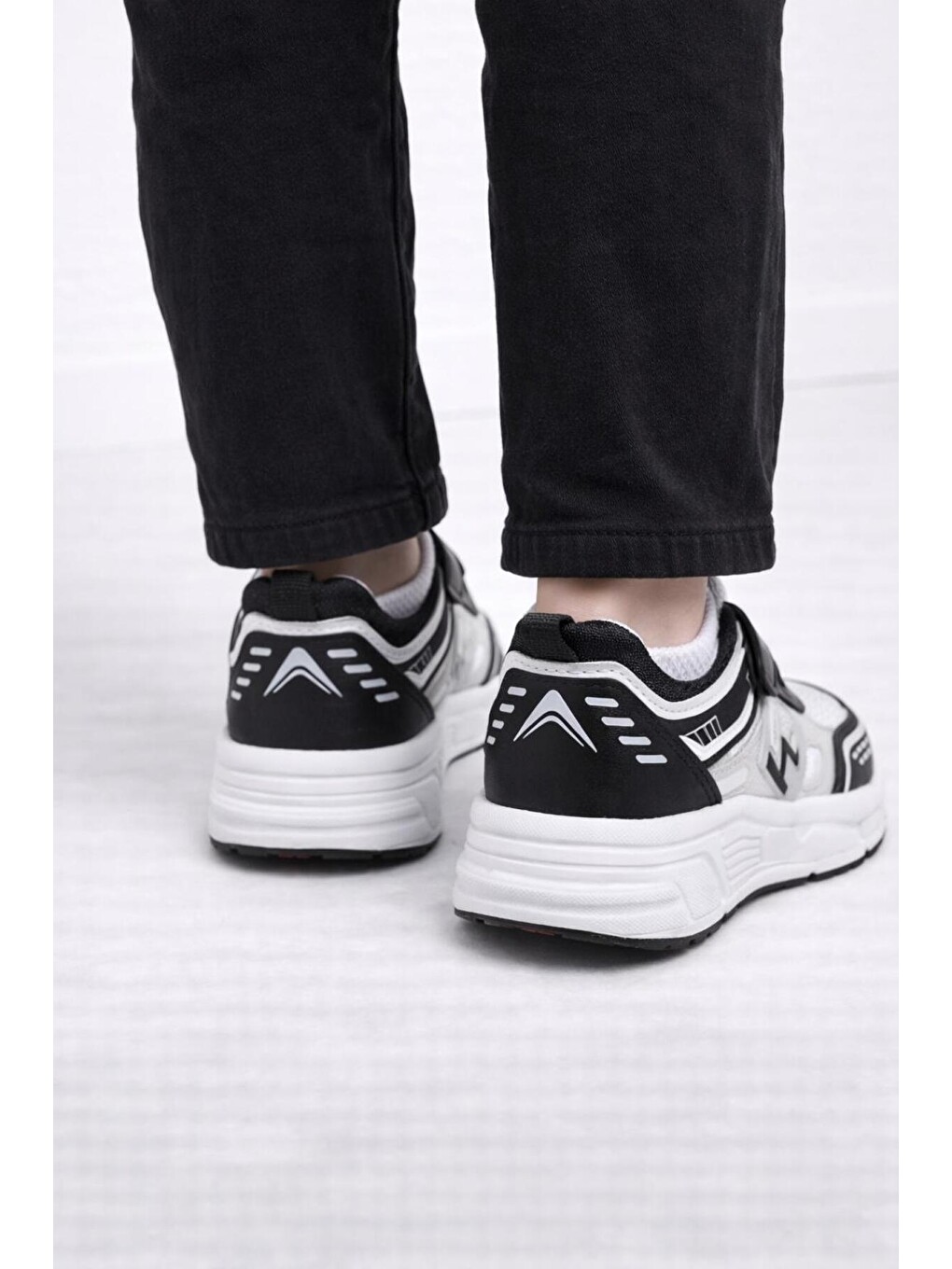 Beyaz Unisex Çocuk Spor Günlük Hafif Taban Cırtlı Bağcıklı Nefes Alabilen Kaymaz Okul Ve Günlük Sneaker-6