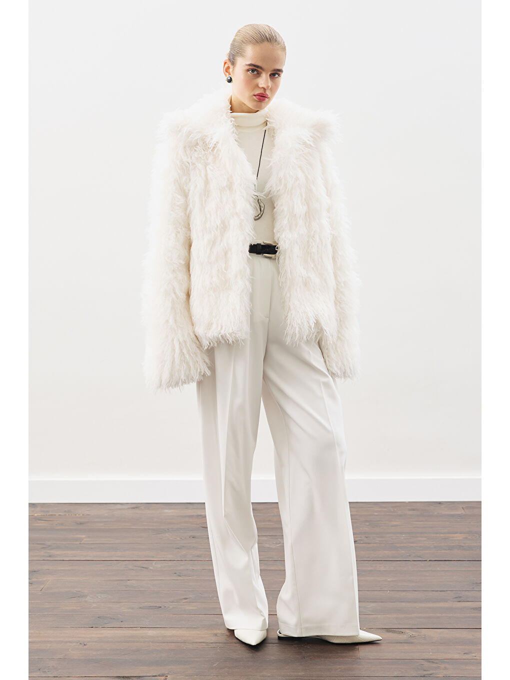 Mara Kürk Ceket Ekru-3